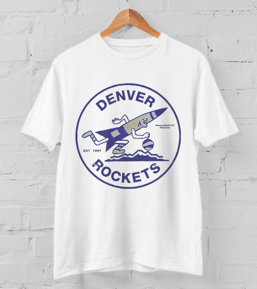 Denver Rockets Basketball Running Rocket Logo Est 1967 T-Shirt