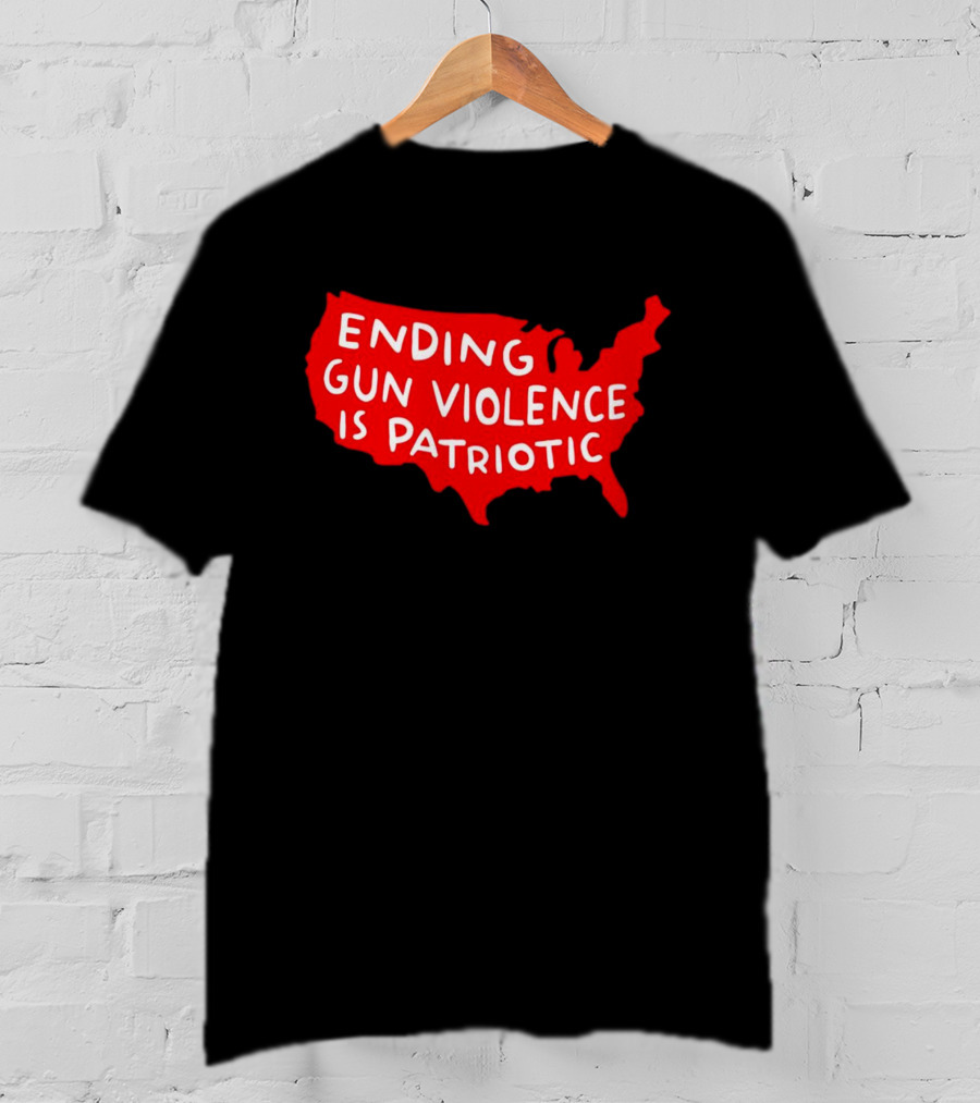 Ending Gun Violence Is Patriotic Red USA Map T-Shirt