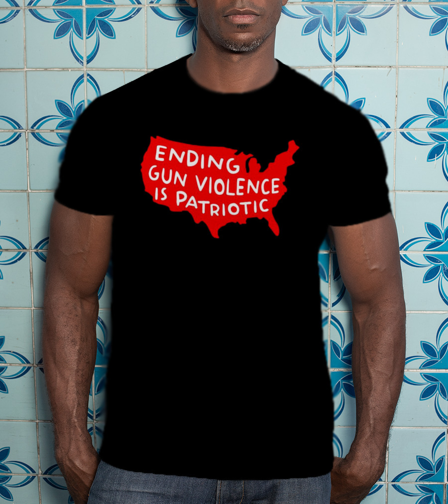 Ending Gun Violence Is Patriotic Red USA Map T-Shirt