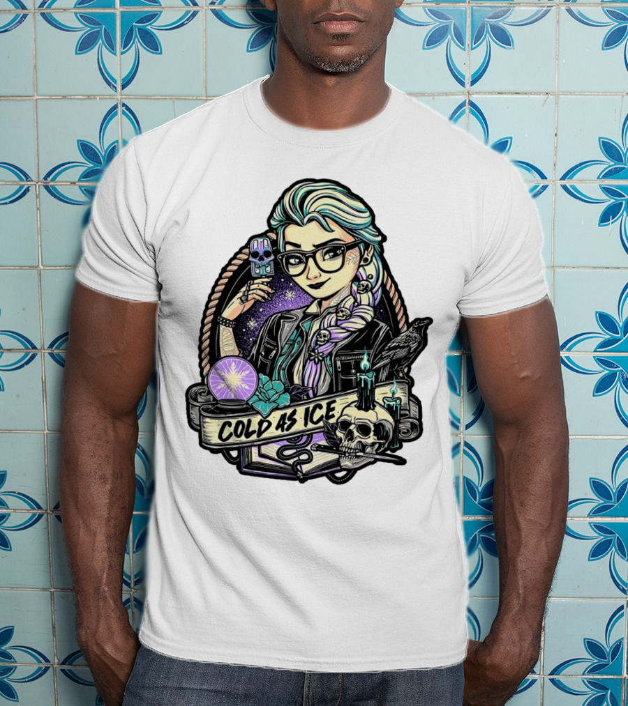 Frozen Elsa Cold As Ice Skull Raven Gothic Elements T-Shirt