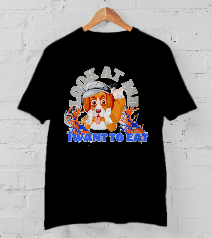 Look At Me I Want To Eat Cute Dog With Cap Splash Graphics T-Shirt