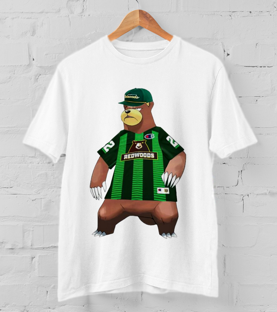 Redwoods Lacrosse Bear Mascot Green Jersey 22 T-Shirt
