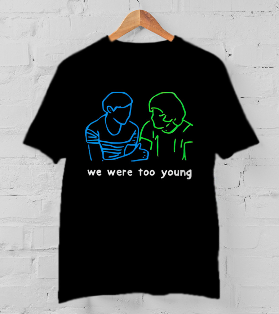 We Were Too Young Neon Outline Two People Conversation T-Shirt
