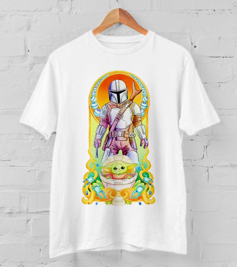 Art Nouveau Style Mando And Grogu Mandalorian T-Shirt