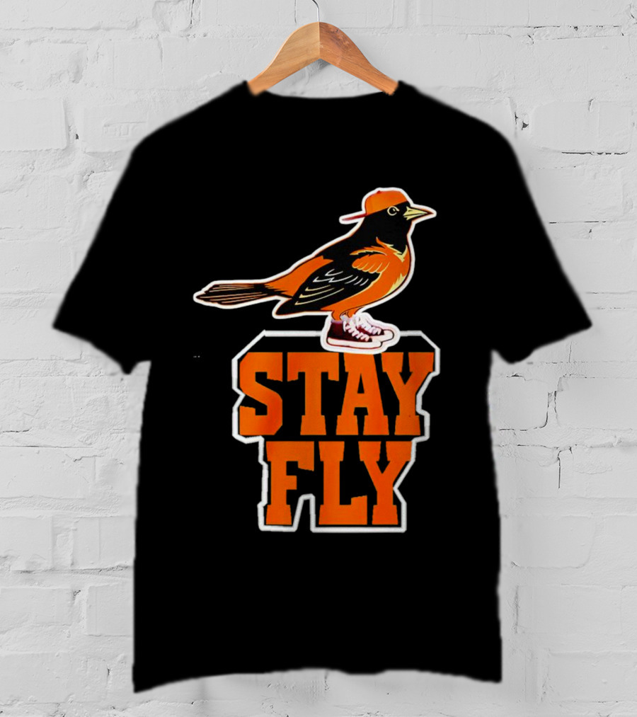 Baltimore Orioles Stay Fly Bird With Sneakers And Cap T-Shirt