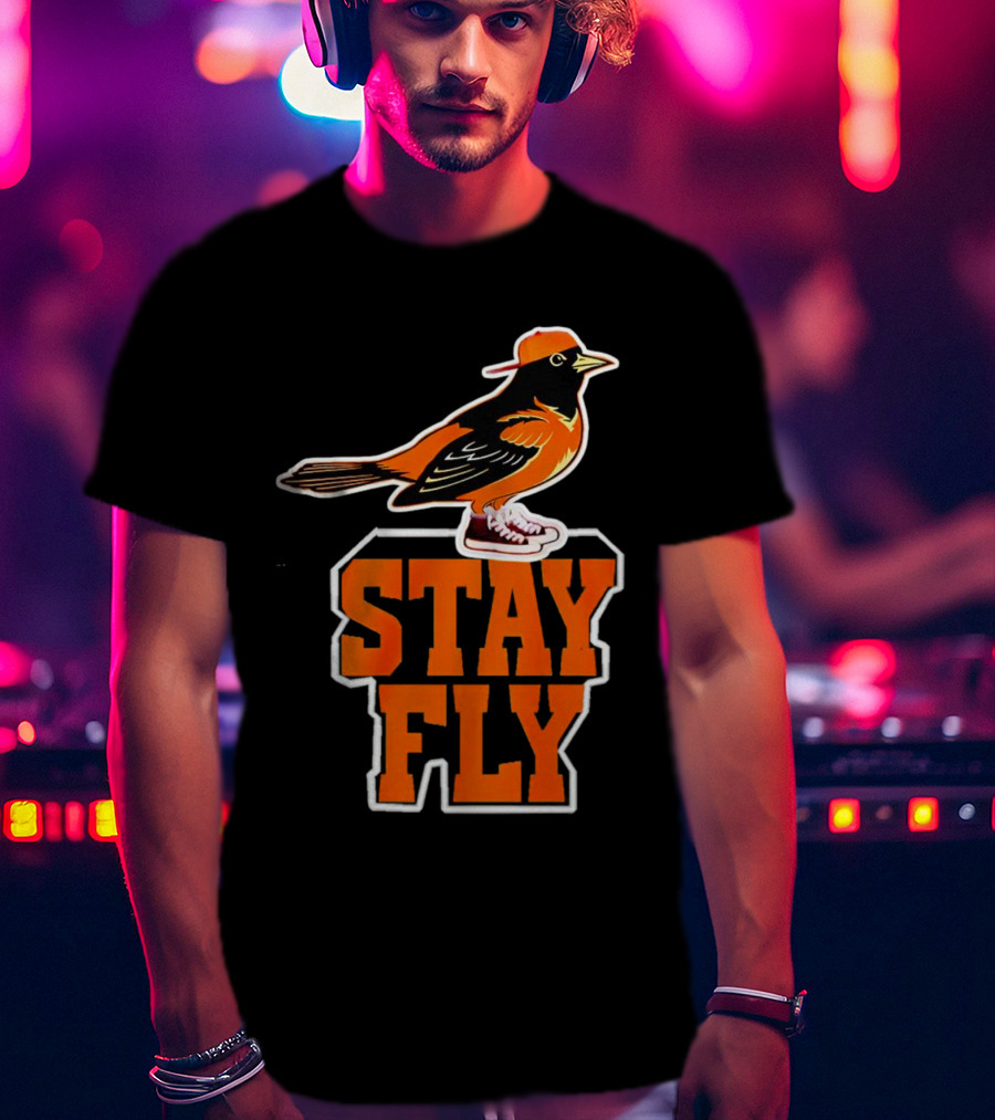 Baltimore Orioles Stay Fly Bird With Sneakers And Cap T-Shirt