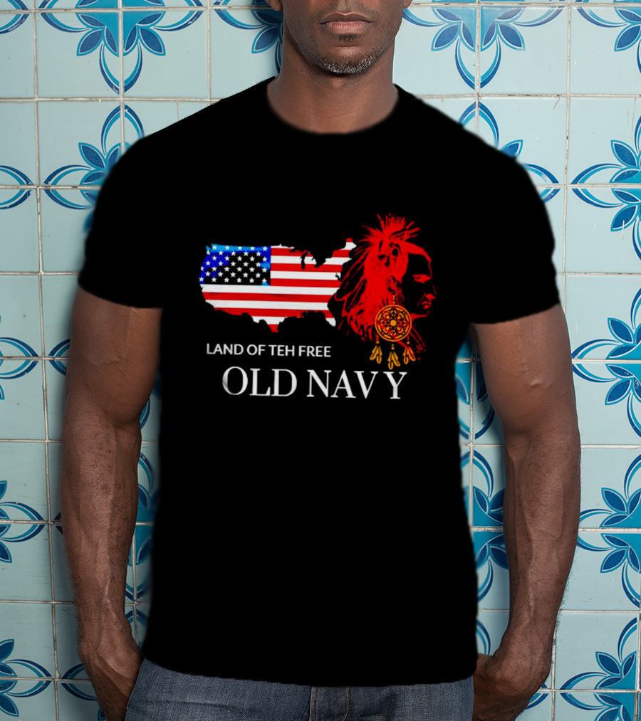 Land Of Teh Free Old Navy USA Flag Native American T-Shirt