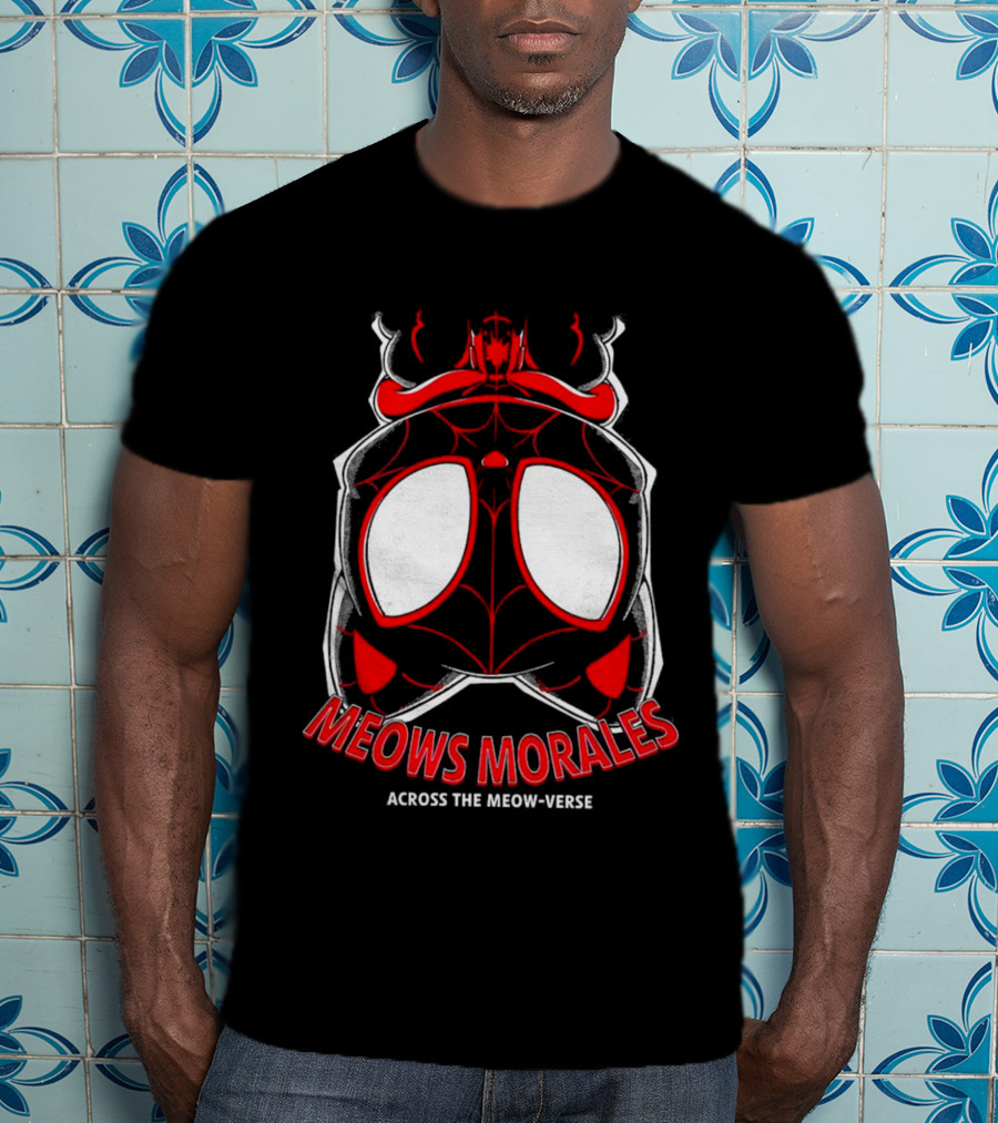 Meows Morales Across The Meow-Verse Spider Cat Mask T-Shirt
