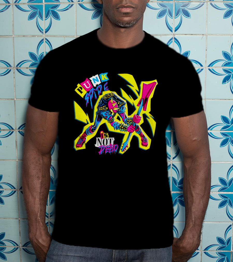 Punk Spider Is Not Dead Electric Guitar Lightning Bolt T-Shirt