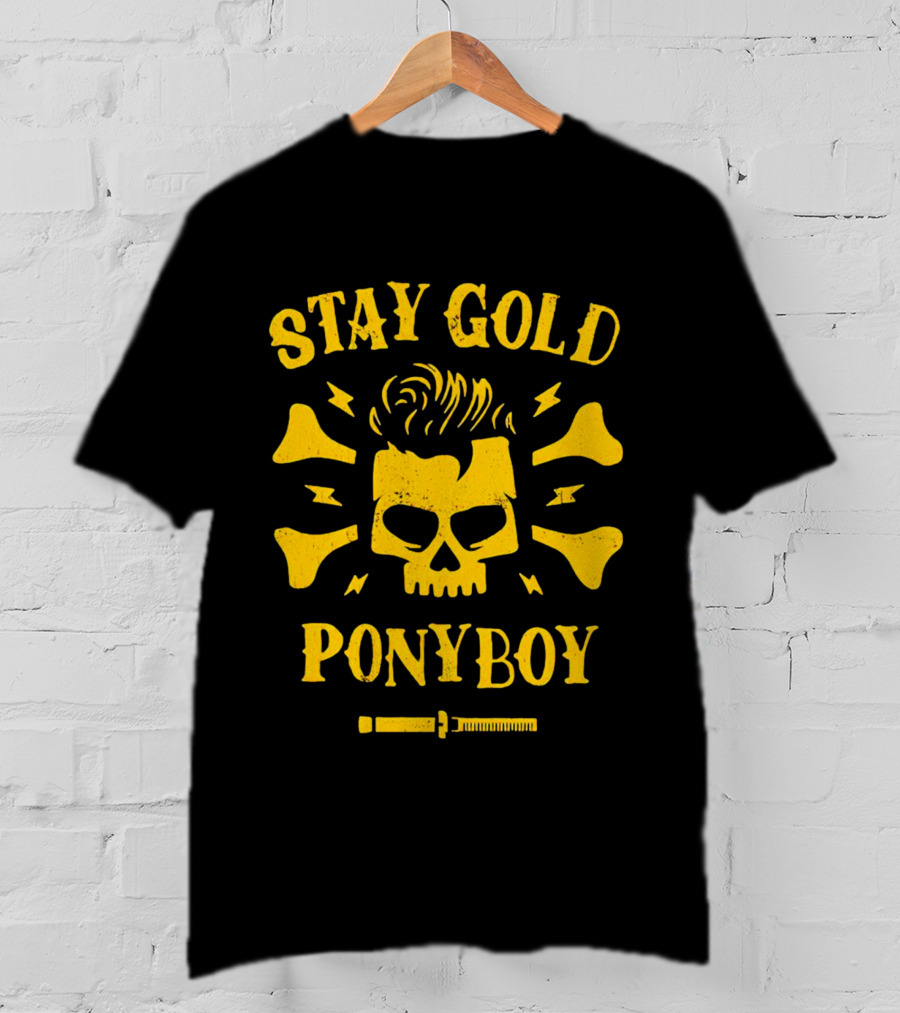 Stay Gold Ponyboy Skull With Comb And Bones T-Shirt