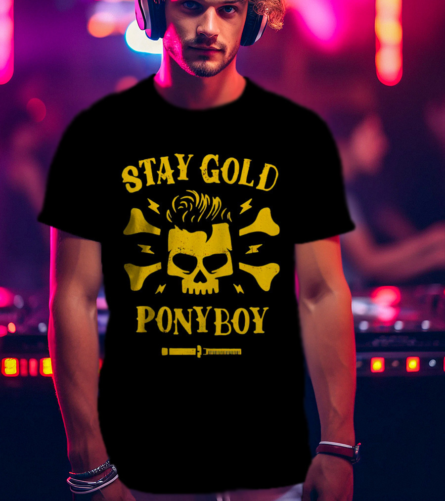 Stay Gold Ponyboy Skull With Comb And Bones T-Shirt