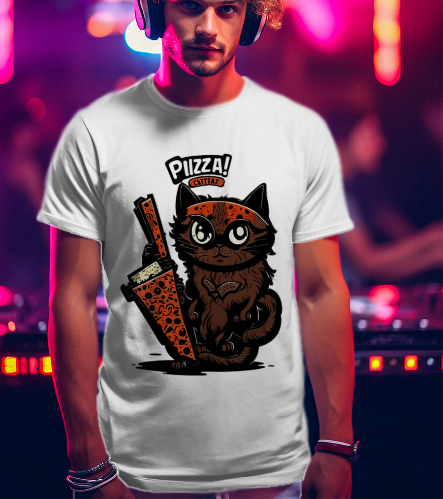Pizza Cat Cattfat Meow That's A Good Slice T-Shirt