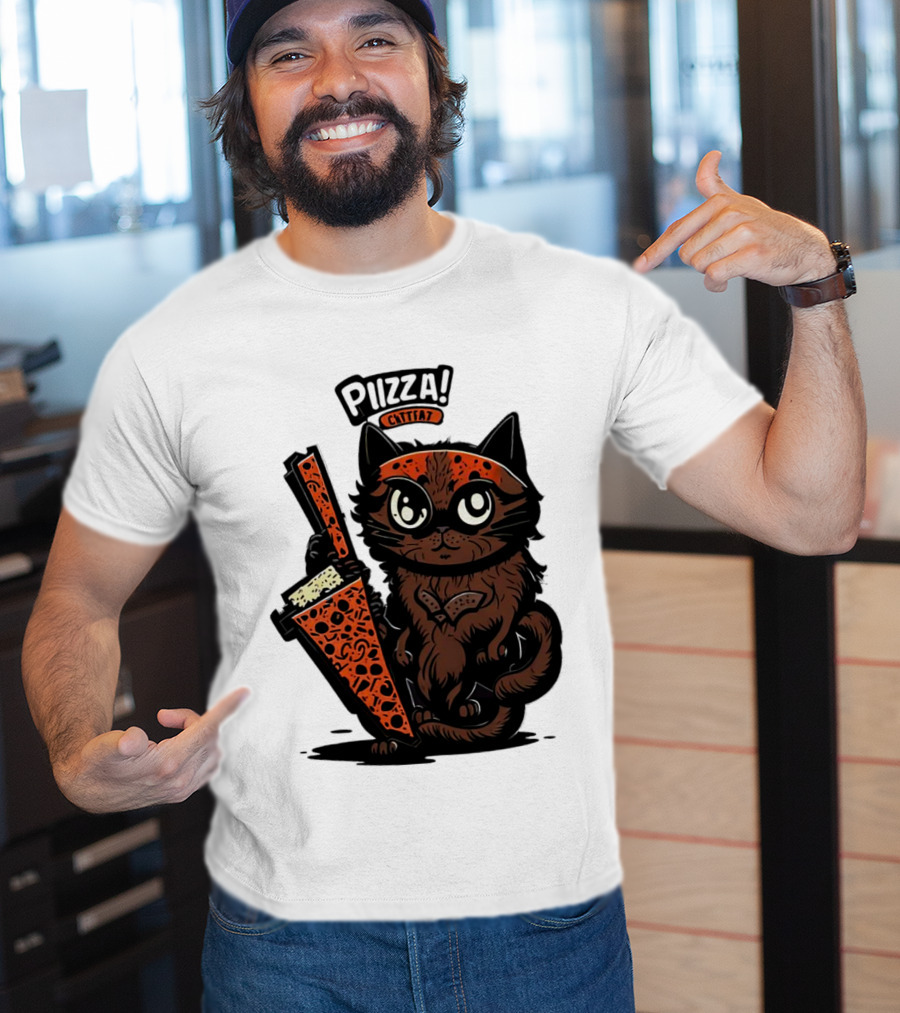 Pizza Cat Cattfat Meow That's A Good Slice T-Shirt