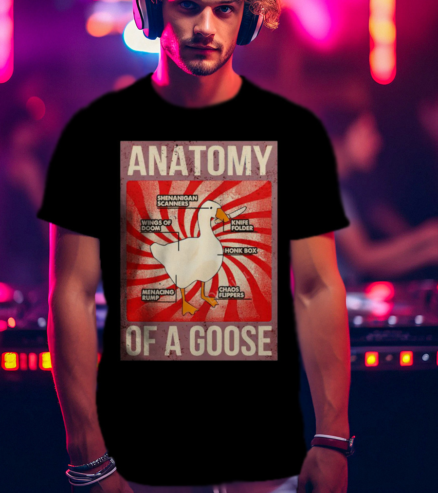 Anatomy Of A Goose Shenanigan Scanners Wings Of Doom Knife Folder Honk Box Menacing Rump Chaos Flippers T-Shirt