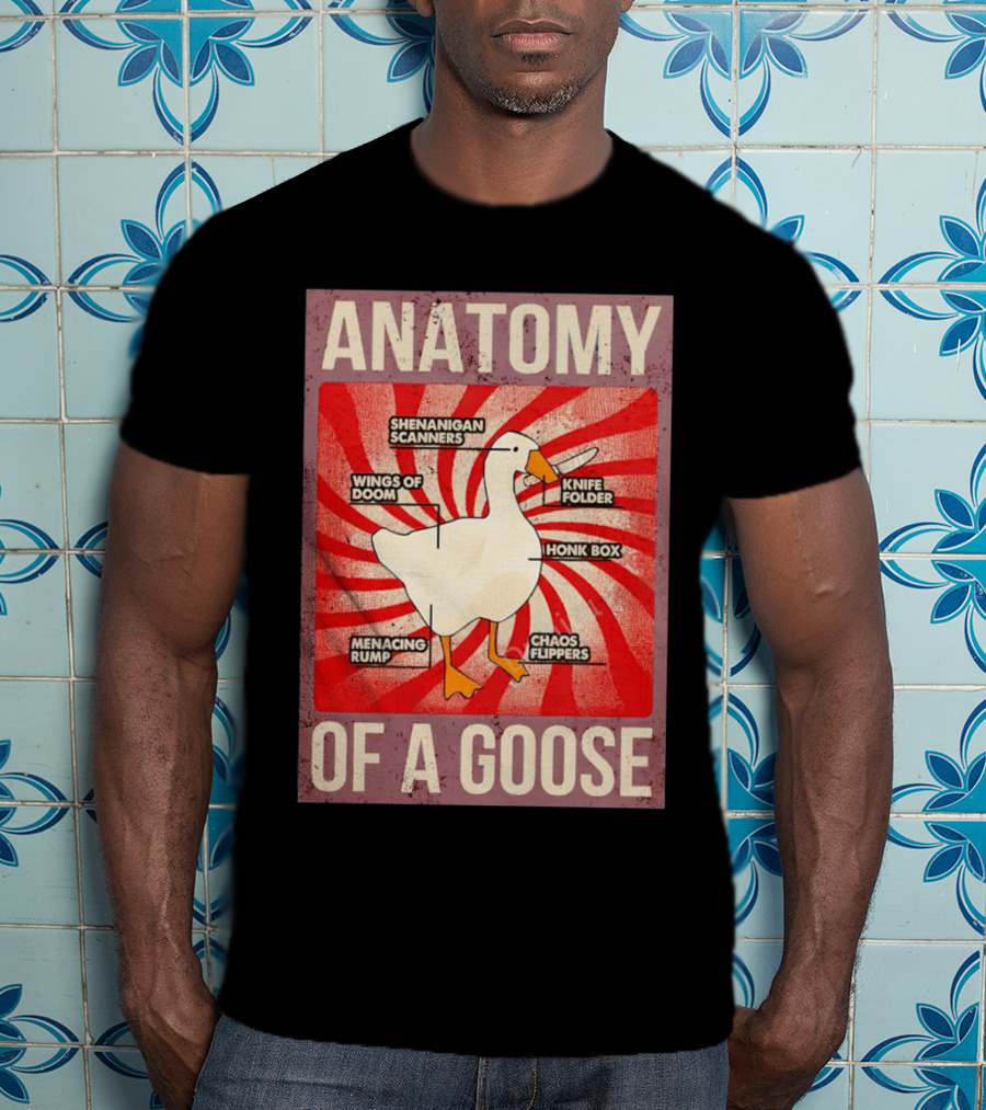 Anatomy Of A Goose Shenanigan Scanners Wings Of Doom Knife Folder Honk Box Menacing Rump Chaos Flippers T-Shirt