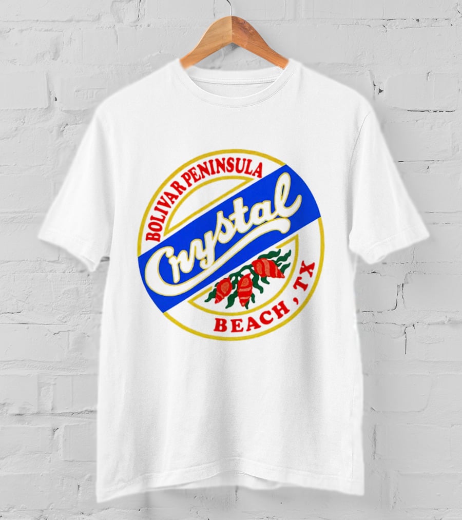 Bolivar Peninsula Crystal Beach TX Shells Circle Badge T-Shirt