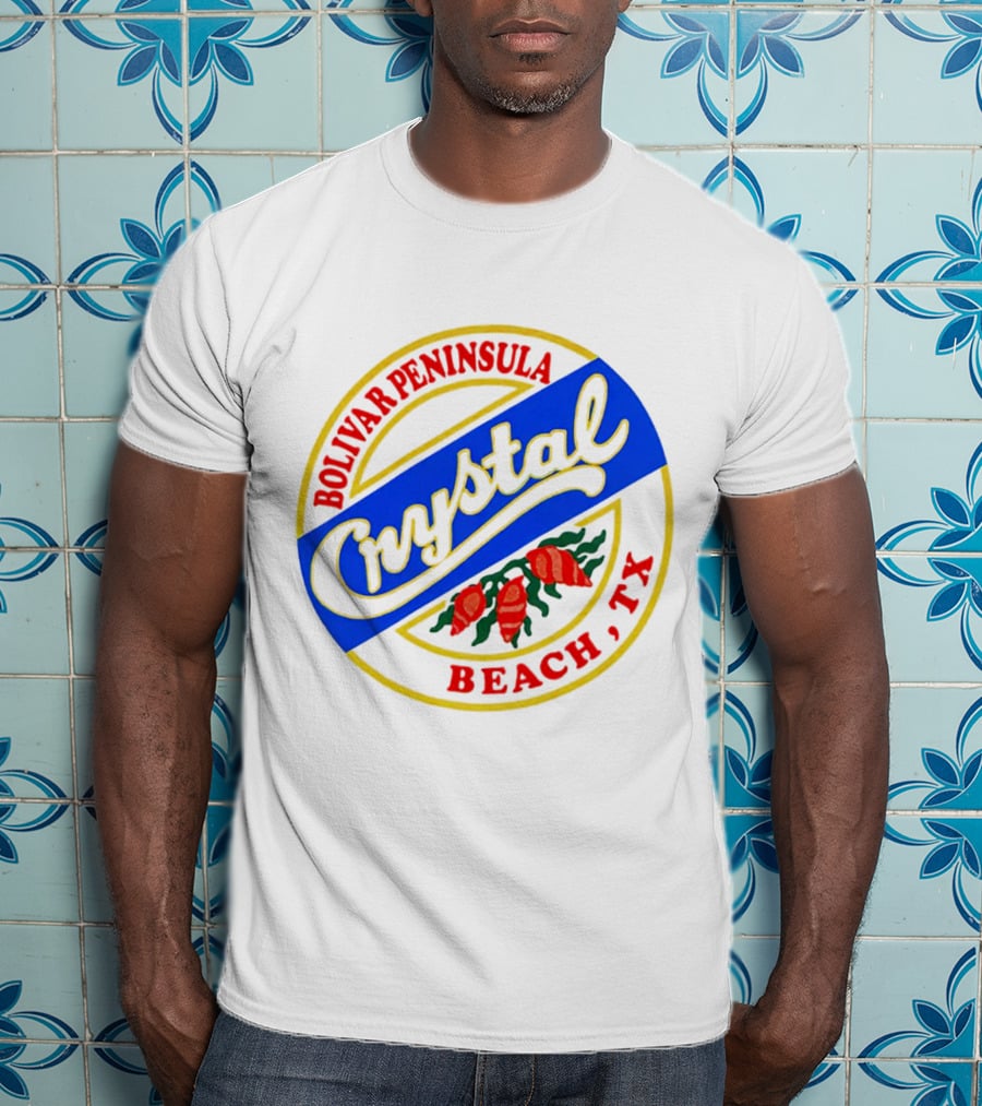 Bolivar Peninsula Crystal Beach TX Shells Circle Badge T-Shirt