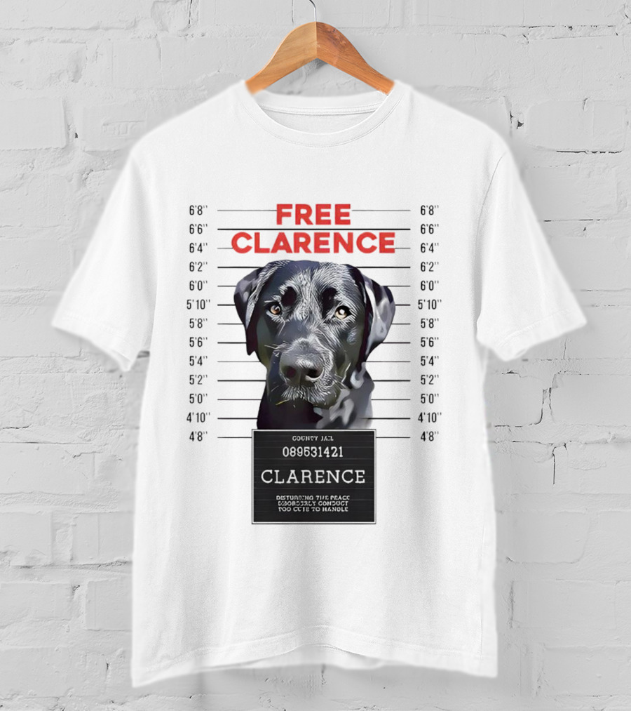 Free Clarence Mugshot Dog T-Shirt