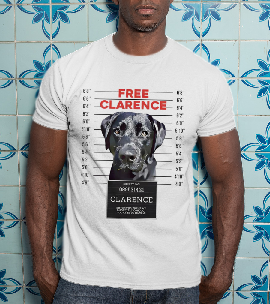 Free Clarence Mugshot Dog T-Shirt