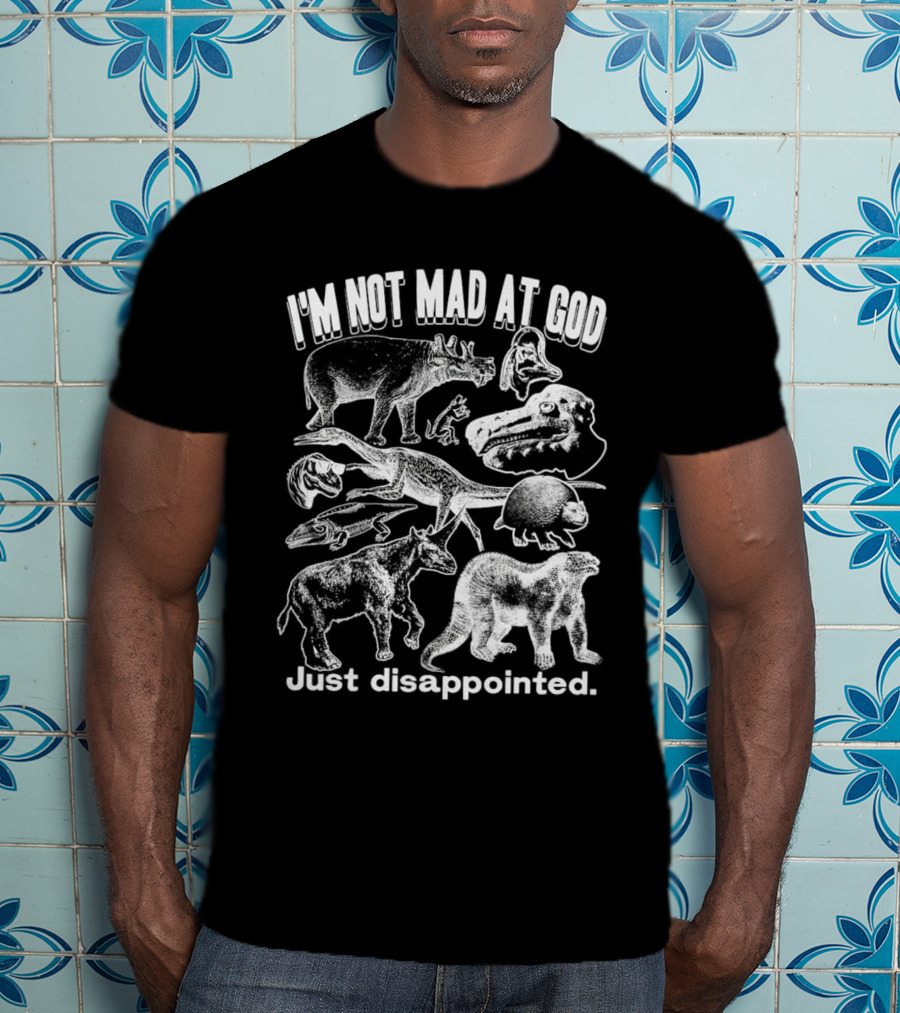 I’m Not Mad At God Just Disappointed Dinosaur And Animal Sketches T-Shirt