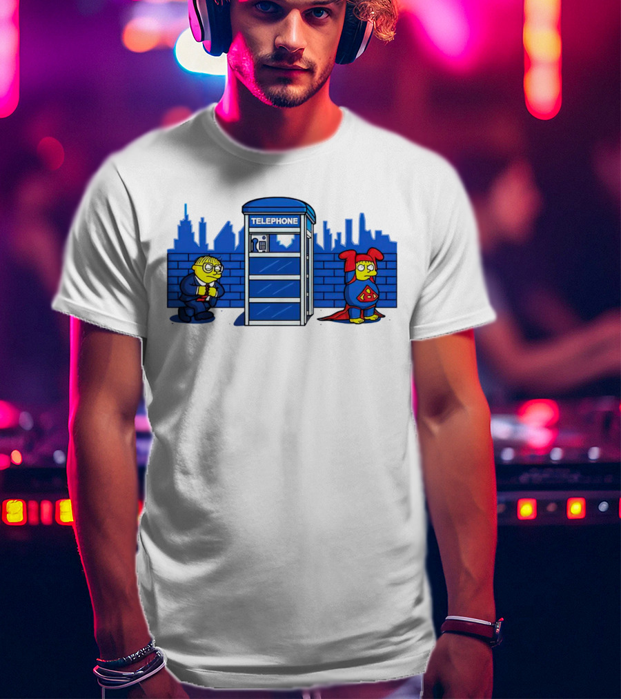 Simpson Telephone Booth Superhero Transform T-Shirt