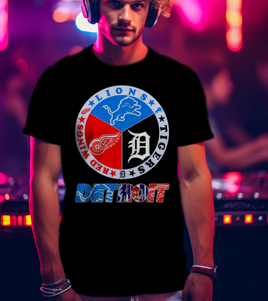 Detroit Red Wings Lions Tigers Logo Detroit T-Shirt