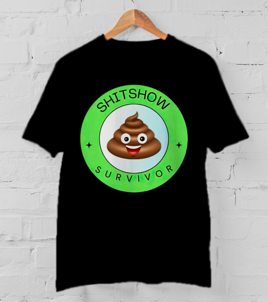 Shitshow Survivor Poop Emoji Circle Emblem T-Shirt