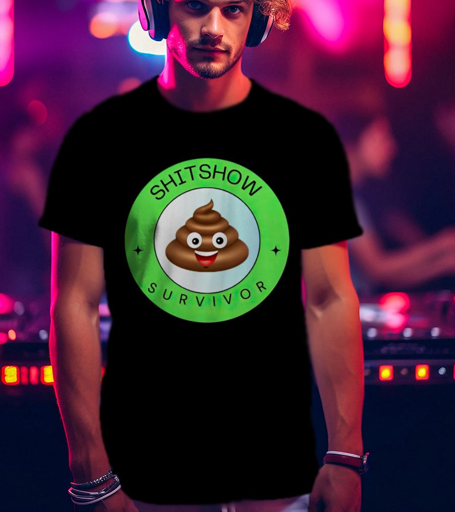 Shitshow Survivor Poop Emoji Circle Emblem T-Shirt