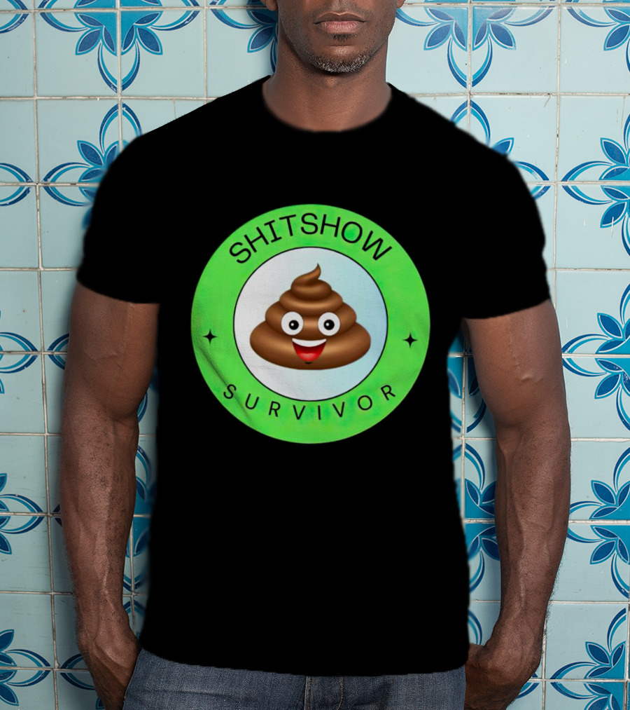 Shitshow Survivor Poop Emoji Circle Emblem T-Shirt