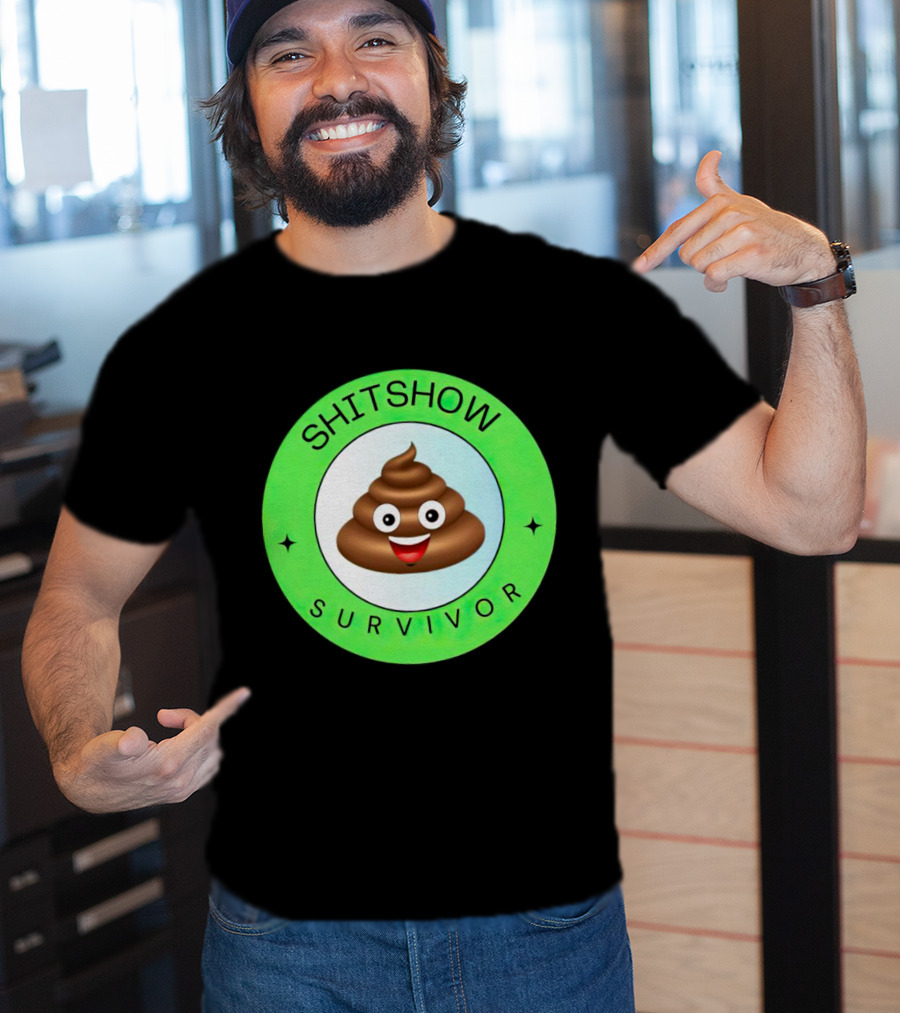 Shitshow Survivor Poop Emoji Circle Emblem T-Shirt