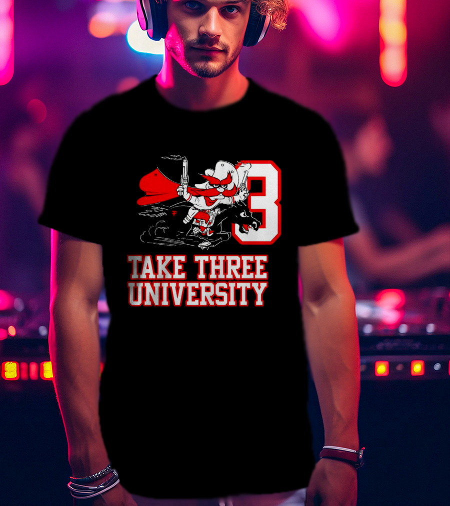 Joey Mcguire Take Three University Red Raider Character Number 3 T-Shirt