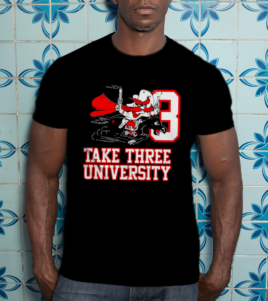 Joey Mcguire Take Three University Red Raider Character Number 3 T-Shirt
