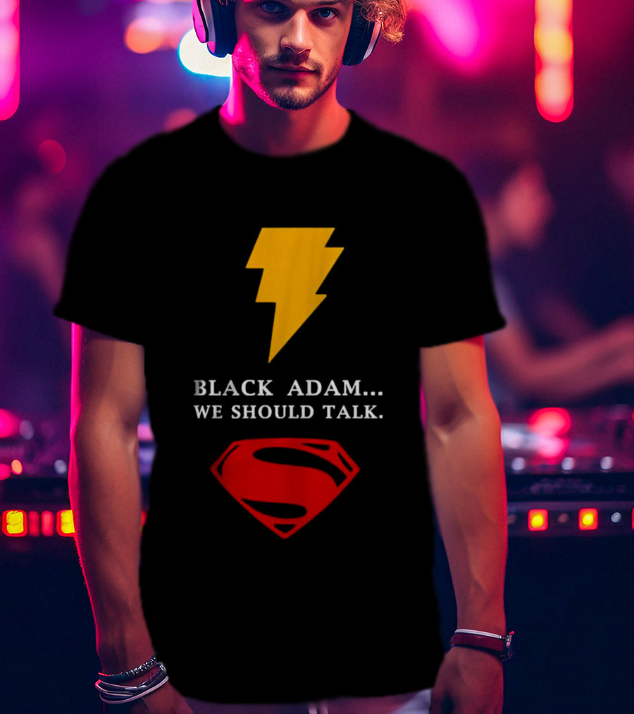 Black Adam We Should Talk Lightning Bolt Superman Emblem T-Shirt