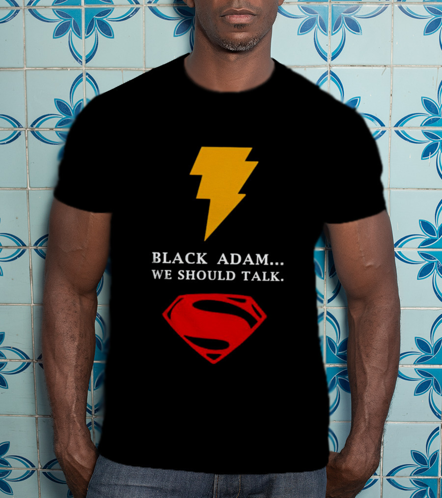Black Adam We Should Talk Lightning Bolt Superman Emblem T-Shirt