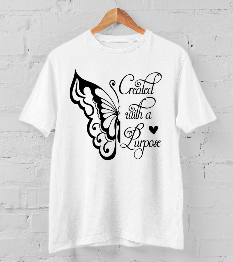 Created With A Purpose Butterfly Heart T-Shirt