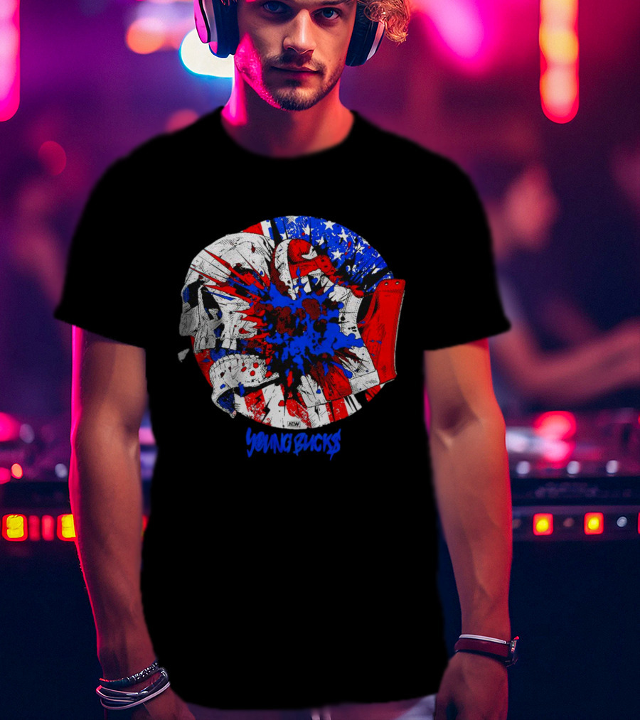 Young Bucks AEW Explosive American Skull Burst T-Shirt