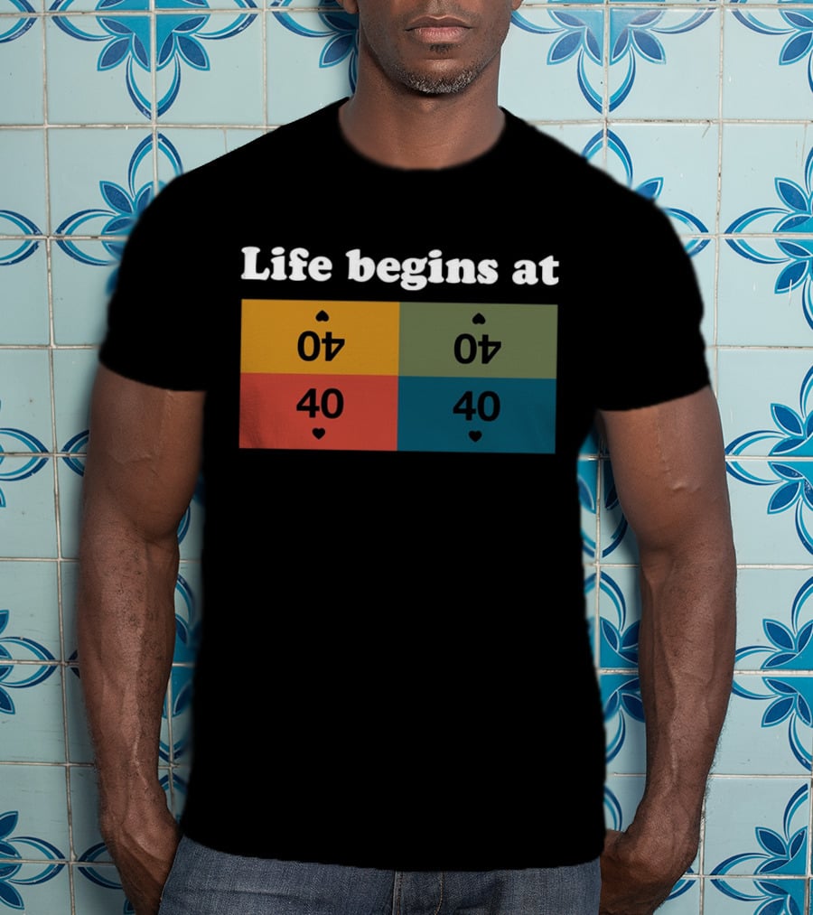 Life Begins At Commander Sphere 40 Spade Heart Cards T-Shirt