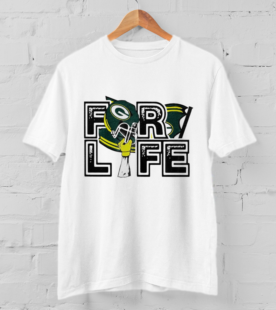 Green Bay Packers Helmet And Fist For Life T-Shirt