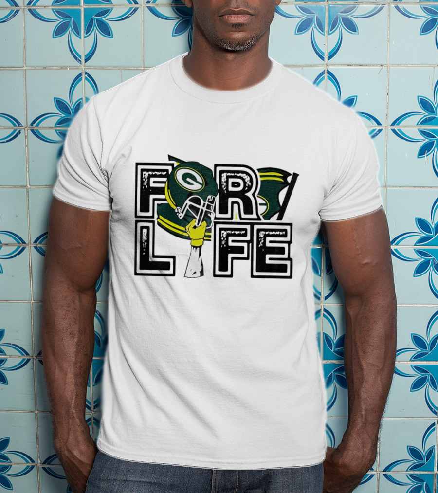 Green Bay Packers Helmet And Fist For Life T-Shirt