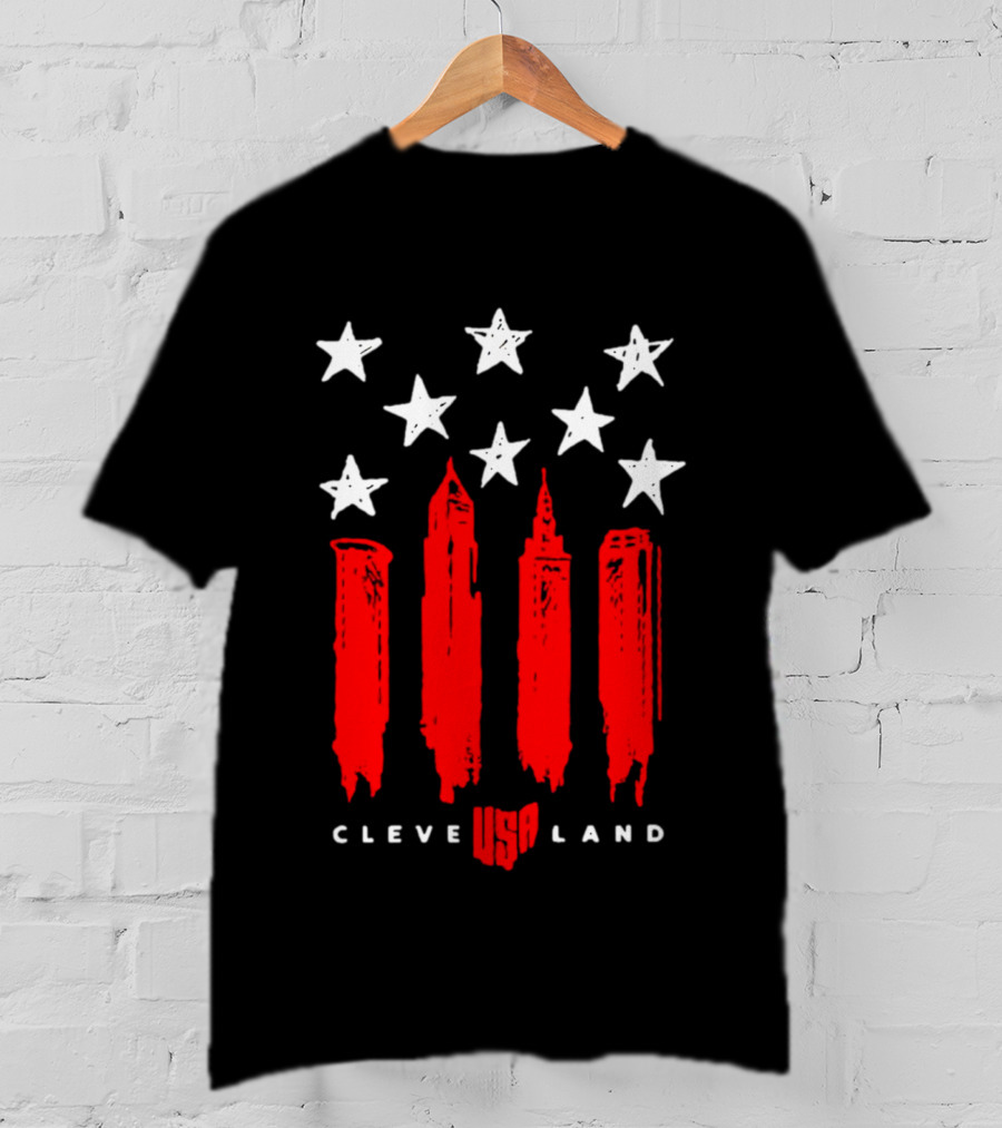 Cleveland USA Land Stars And Stripes Skyline T-Shirt