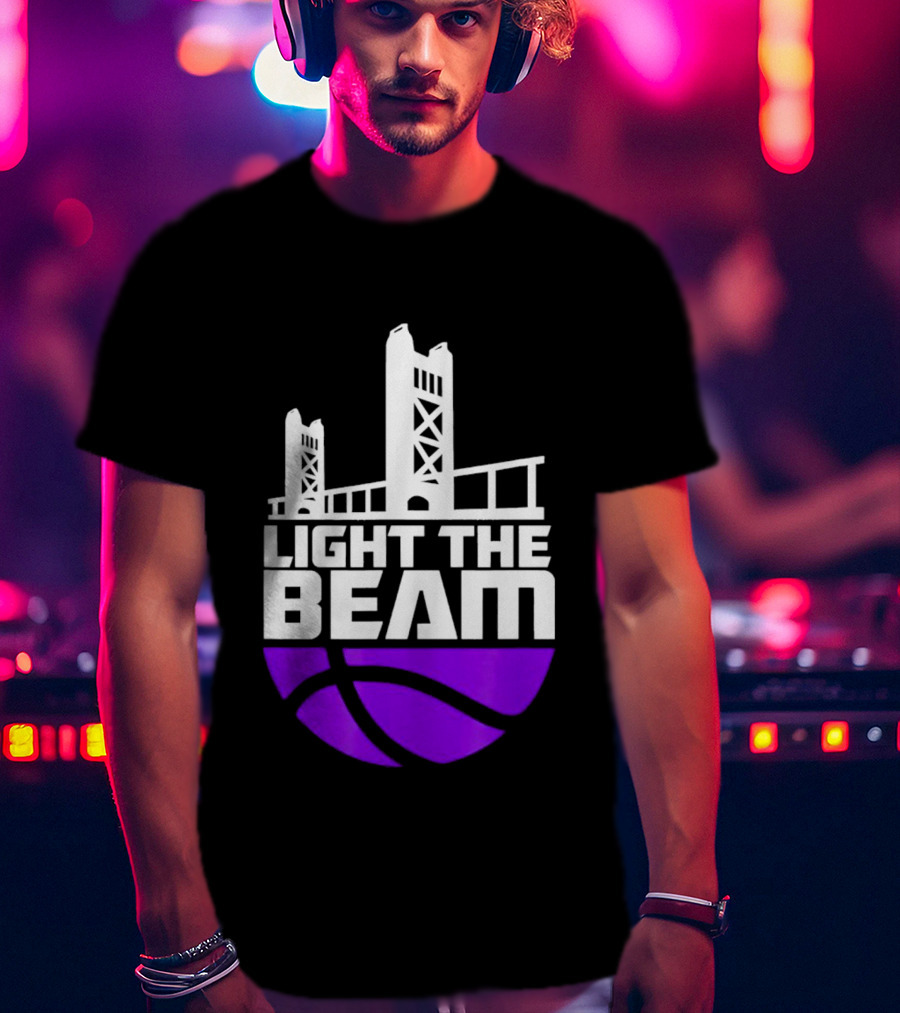 Light The Beam Sacramento Kings Skyline Basketball T-Shirt