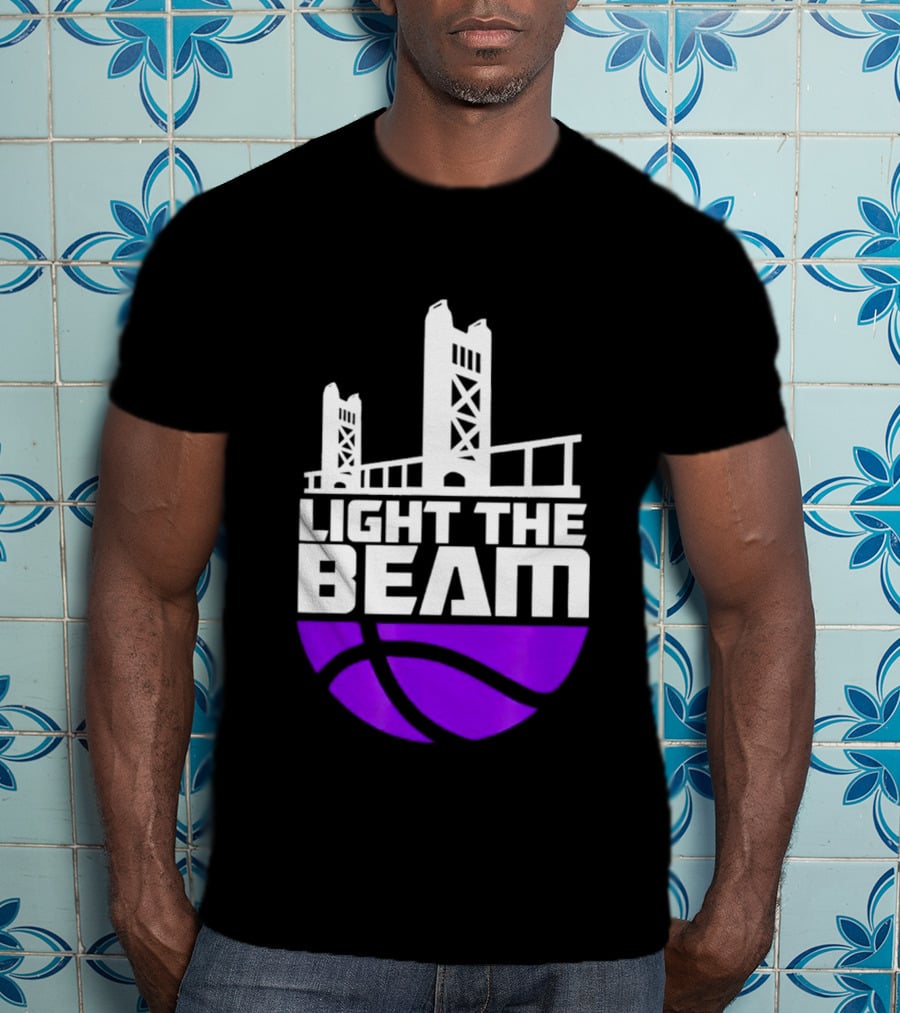 Light The Beam Sacramento Kings Skyline Basketball T-Shirt