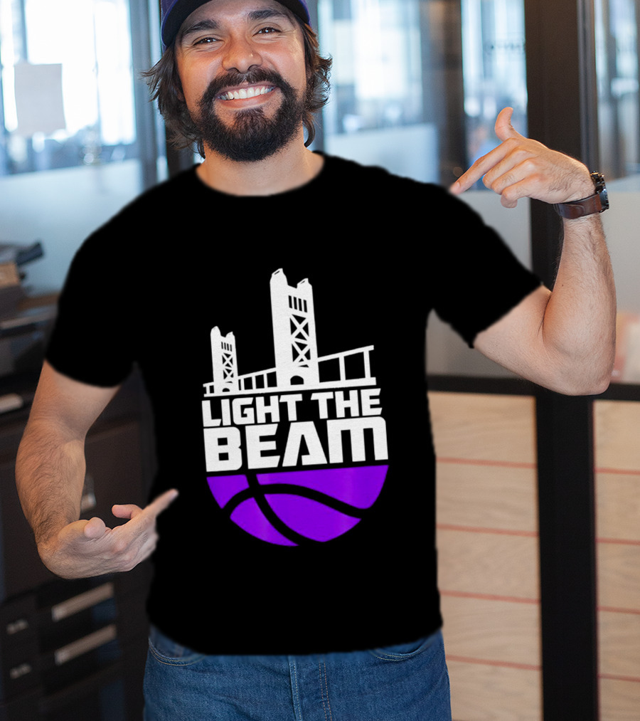 Light The Beam Sacramento Kings Skyline Basketball T-Shirt