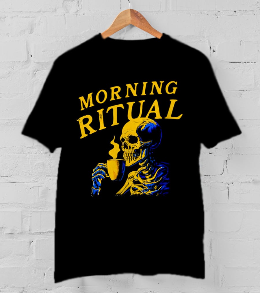Morning Ritual Skeleton Coffee Cup T-Shirt