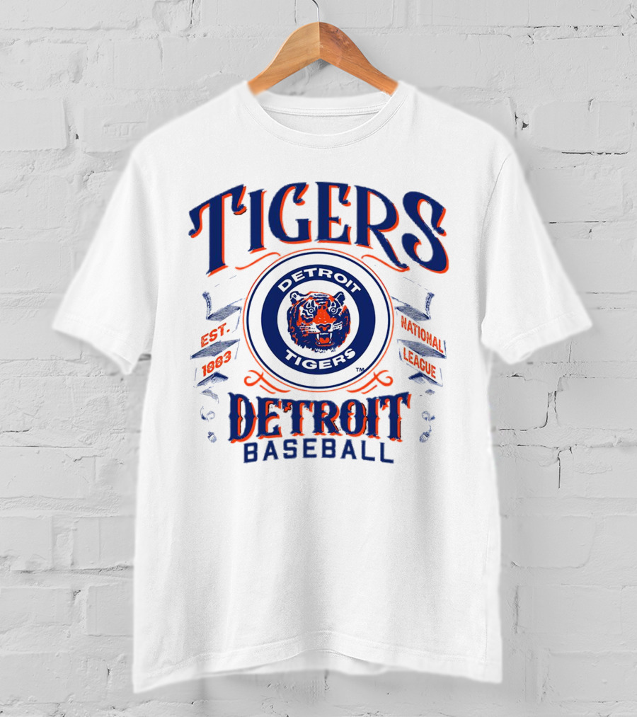 Tigers Detroit Baseball Est 1883 National League Detroit Tigers T-Shirt