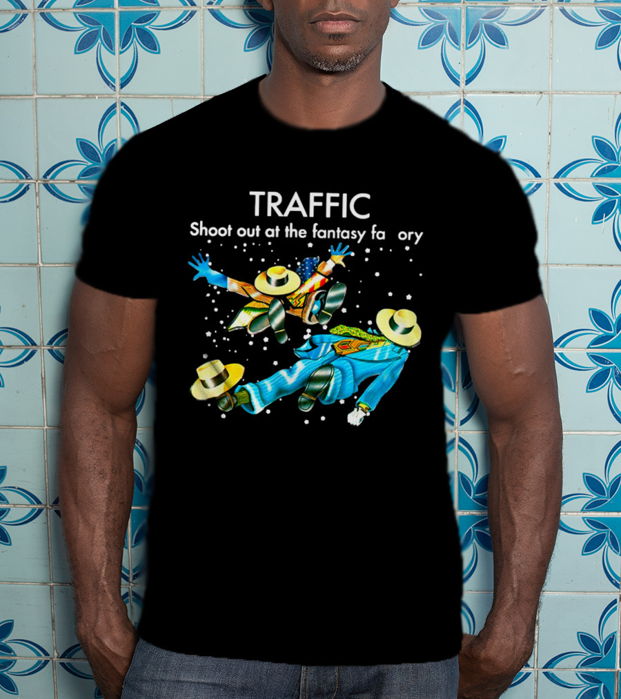 TRAFFIC Shoot Out At The Fantasy Factory With Flying Figures And Hats T-Shirt