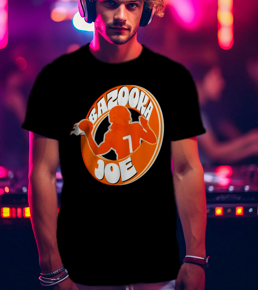 Bazooka Joe Tennessee Vols Silhouette With Number 7 Football Player T-Shirt