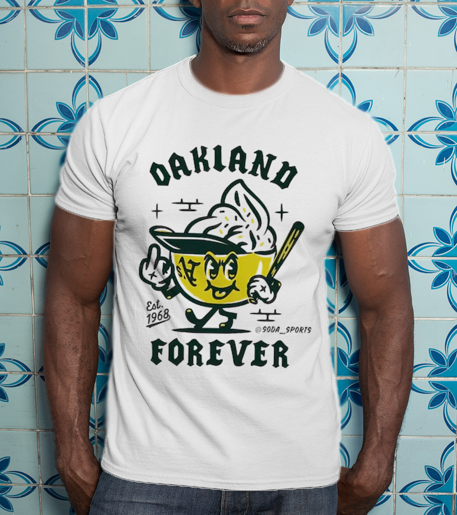 Oakland A's Forever Est. 1968 Retro Baseball Character T-Shirt