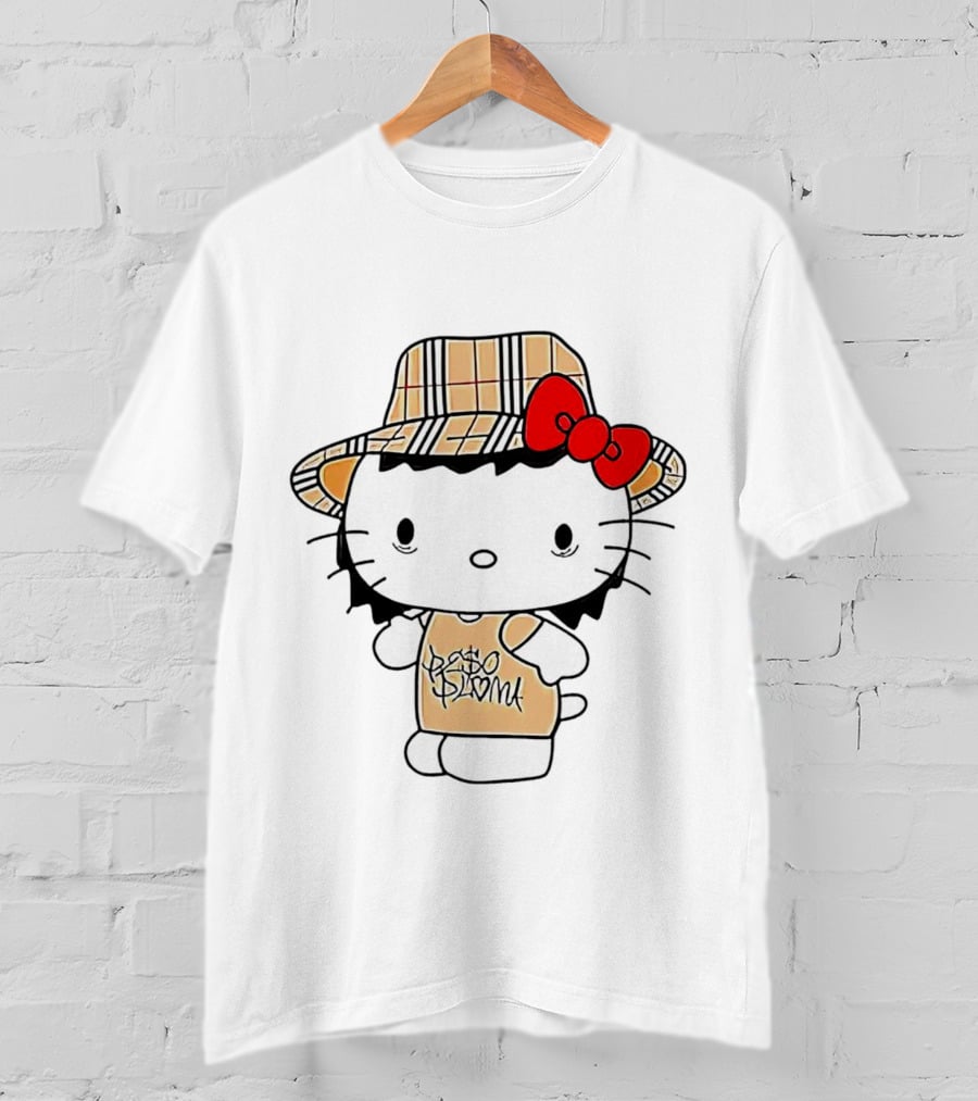 Peso Pluma Hello Kitty Plaid Hat Red Bow T-Shirt