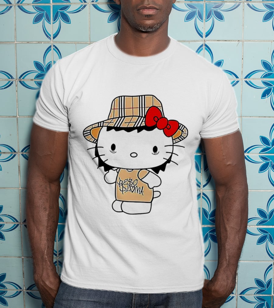 Peso Pluma Hello Kitty Plaid Hat Red Bow T-Shirt